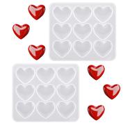 Bewudy Lot de 2 moules en silicone forme de cœur - 9 grilles pour le bricolage, savons faits à la main, bijoux et pendentifs