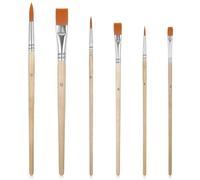 Bewudy Lot de 6 pinceaux avec manche en bois, petits pinceaux d'artiste, pinceaux de peinture à gâteau pour bricolage gâteaux décoration pinceau à pâtisserie en nylon pour peinture à l'huile peinture
