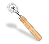 Bewudy Roue coupe-pâtes, coupe-pizza, alliage de zinc long manche en bois presse à estamper raviolis rouleau coupe-pâtisserie outils moules avec fixation à domicile cannelée ustensiles de cuisine