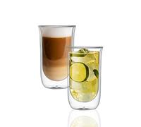 Bewunder Milano Latte Macchiato verres thermiques (2 x 350 ml) en verre à double paroi, lot de 2 pièces (sans poignée)