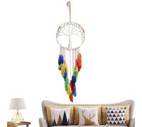 Bexdug Attrape-rêves décoratif mural en macramé de style bohème - Attrape-rêves circulaire coloré romantique décoration d'intérieur pour salon, chambre d'enfant, chambre à coucher