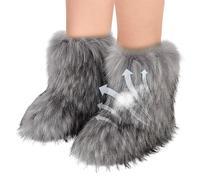 Bexdug Bottes en Fourrure Artificielle moelleuses | Bottes Chaudes -Mollet,Bottes élégantes en Fausse Fourrure avec Semelle en Caoutchouc pour éviter de Glisser, Cadeau pour Petite Amie, mère