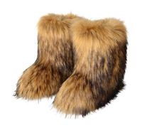 Bexdug Bottes en fourrure artificielle moelleuses, Bottes mi-mollet Chaussures plates d'extérieur, Bottes en fausse fourrure avec un design supérieur élégant, cadeau pour petite amie, mère, épouse