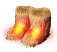 Bexdug Bottes en fourrure pour l'hiver | Chaussures plates d'extérieur Bottes en fausse fourrure - Bottes en fausse fourrure avec un design supérieur élégant, cadeau pour petite amie, mère, épouse