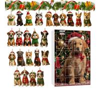 Bexdug Calendrier de Compte à Rebours | Décoration de Chien en Acrylique 2D,Ornements de Noël pour Chien de 24 Jours - Pour La Décoration De Cheminée Fêtes Fenêtre Mur Soirée