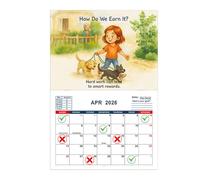 Bexdug Calendrier Interactif d Apprentissage 2026 | Calendrier Planificateur Mensuel d Éducation Financière pour une Année de 12 Mois - Outil Éducatif Interactif STEM d'Apprentissage pour