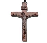 Bexdug Collier croix crucifix en bois, pendentif à breloque crucifix vintage, collier en bois croix de Jésus, accessoire en bois fait à la main pour le baptême, bijoux tendance pour hommes et filles