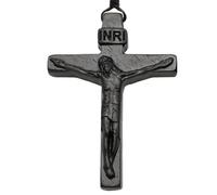 Bexdug Collier croix crucifix en bois, pendentif à breloque crucifix vintage, collier en bois croix de Jésus, accessoire en bois fait à la main pour le baptême, bijoux tendance pour hommes et filles