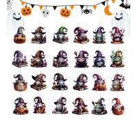 Bexdug Compte à rebours d'Halloween, compte à rebours de 24 jours - Décorations d'Halloween 2D en acrylique pour arbre, maison hantée, cheminée, sac à dos