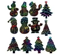 Bexdug Ensemble d'art en Papier à gratter de Noël | Cartes à gratter Arc-en-Bricolage Ornements colorés - Artisanat Suspendu de Noël Faveurs de fête d'hiver Décorations d'arbre