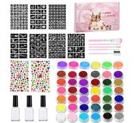 Bexdug Ensemble de peinture pour le corps - Kit de maquillage arc-en-ciel activé par l'eau | Maquillage Art Craft Facepaint Stencils Brush pour fête des enfants, fêtes, cosplay, Halloween, spectacles