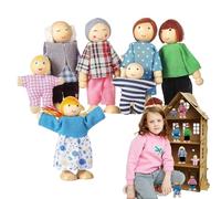 Bexdug Figurines pour Maison de Poupées - 8 Pièces Personnages Maison Miniature en Bois,Poupées Articulées pour Chambre Nursery Jeu D'imitation École Maternelle Garçons Filles | Chambre École
