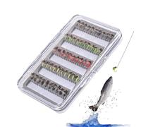 Bexdug Kit de leurre de pêche à, kit de leurre de pêche | 50x Lignes de gabarit de avec boîte de Rangement,Gabarit de Truite, Crochet à Mouche pour Basse, crapet- brochet, équipement