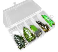 Bexdug Leurres Topwater Frog Bass,Leurs de pêche Topwater,Appâts flottants Leurres artificiels Topwater - Appâts Souples de Simulation réutilisables, 5 pièces pour la pêche en Eau salée et en Eau
