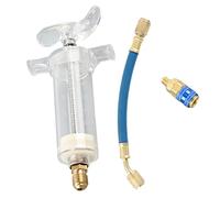 Bexdug Outil d'injection d'huile,Outil d'climatisation 30 ML avec connecteur 1/4" - Outil Bleu d'injecteur d'huile climatisation pour la climatisation d'huile minérale POE