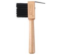 Bexdug Pick - Grattoir à sabot en caoutchouc avec brosse, brosse à sabots - Grattoir à sabots avec manche en bois - Brosse de nettoyage robuste et structurée pour cheval