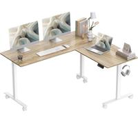 BEXEVUE Bureau Assis Debout Angle Électrique - 160x140cm Bureau Table Debout Réglable Hauteur en Forme L, Angle Réversible Panneau Contrôle 3 Fonctions Mémoires, Système Anti-Collision Maison Domicile