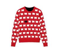 Bexhide Pull polaire pour femme Princesse Diana Noir Mouton Rouge - Pull en mouton noir princesse Diana, Rouge, L