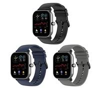 BexidoIera Lot de 3 bracelets de rechange en silicone souple de 20 mm compatibles avec Amazfit GTS 4 mini/GTS 4/GTS 3/GTS 2 mini/Amazfit Bip 3 Pro/Bip 3, 6.7"-8.8", Silicone