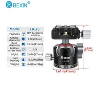 BEXIN-Rotule à profil bas LH28/LH32,36mm,CNC,métal,360 °,tête de trépied d'appareil photo Guardian pour trépied- LH-28-D5675