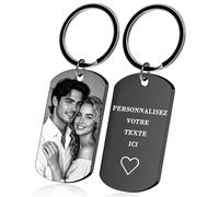 BEXOA Porte Clés Photo Personnalisé, Porte Gravé avec Texte, Logo, Date