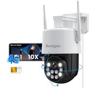Bextgoo 3G/4G LTE Camera de Surveillance sans Internet, 2K Camera Surveillance Exterieure sans WiFi, 24/7 Surveillance, Détection Mouvement, 360° Suivi Automatique, Blanc
