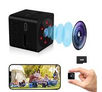Bextgoo Camera Espion, Options Wi-FI ou sans Wi-FI, 4K Mini Camera sans Internet avec Carte TF 32 Go, Angle Large de 150°, Vision Nocturne, Détection de Mouvement, Notification Instantanée (Noir)