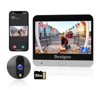 Bextgoo Judas de Porte Camera Surveillance, 2K Visiophone Connecté Interphone Vidéo, Judas Numerique Écran avec Batterie 8000mAh, Vision 170°, Detection AI, Audio Bidirectionnel, Carte 32 Go Incluse