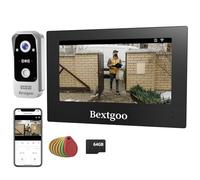 Bextgoo Visiophone Filaire, 2K Visiophone Connecté WiFi, Interphone Vidéo 2 Fils, Moniteur Tactile Couleur 7" avec Carte SD 64G, App, Carte IC Unlock, Vision 170°, Détection Mouvement AI, IP66