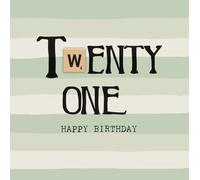 Bexy Boo Carte d'anniversaire pour 21e anniversaire avec tuile de Scrabble en bois, taille standard, décorative, pour lui ou elle