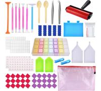 BEYAOBN 91pcs 5D Accessoires de Peinture au Diamant avec Boîte de Rangement Diamant,Stylo à Point de Diamont et Pincettes,étiquette Plateau en Plastique,Boîte de Broderie Diamont pour DIY Artisanat