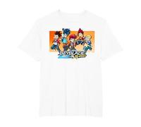 Beyblade Burst Quad Strike : Bel Hyuga & Hikaru Dante AIGER T-Shirt, Homme Grandes Tailles, Blanc, 2X Tall