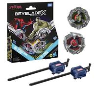 Includes Copy Collaboration Beyblade X et Marvel, Spider-Man 6-60R Contre Hulk 3-85N, 2 toupies de compétition Takara Tomy, 2 lanceurs, dès 8 Ans