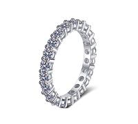 Beydodo Alliance en Argent Femme, Bague pour Femme Mariage Taille 60 Alliance Strass avec Moissanite 2,2 Carat