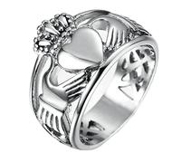 Beydodo Anneau Acier Inoxydable Homme, Bague Claddagh Argent Couronne Et Coeur Bague de Fiançailles Personnalisé Taille 56.5
