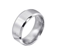 Beydodo Bague de Fiançailles Femme Alliance, Bague Acier Homme Grande Taille Taille 49 Anneau Brossé Large Bord Biseauté 8mm