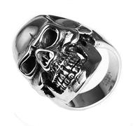Beydodo Bague en Acier Inoxydable Homme; Bague Personnalisable Homme Taille 61.5 - Bijoux Homme de Bague Tête de Mort Punk Rock Argent