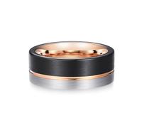 Beydodo Bague Tungstene Homme, Bague Personnalisable Homme Taille 72 Bague Brossée Bicolore Large 8mm avec Rainure