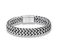 Beydodo Bracelet Acier Inoxydable Homme Argenté, Chaine Bracelet Épi de Blé Longueur 20 cm, Largeur de 11.5 mm, Bijoux Hip Hop