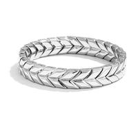 Beydodo Bracelet Acier Inoxydable Homme Jonc, Bracelet Blé Rigide Plaqué Or Blanc 21 cm de Longueur, Bijoux pour Noces de Froment