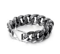 Beydodo Bracelet en Acier Inoxydable Homme, Bracelet Chaine Gourmette Longueur 21 cm, Largeur de 18 mm, Bijoux Hip Hop