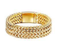 Beydodo Bracelet en Acier Inoxydable Homme, Chaîne Bracelet Épi de Blé Longueur 21 cm, Largeur de 18 mm, Bijoux Hip Hop