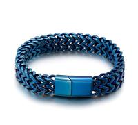 Beydodo Bracelet Homme en Acier Inoxydable, Bracelet Chaîne Épi de Blé Longueur 22 cm, Largeur de 11.5 mm, Bijoux Hip Hop