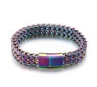 Beydodo Bracelet Homme en Acier Inoxydable, Chaine Bracelet Épi de Blé Longueur 20 cm, Largeur de 11.5 mm, Bijoux Hip Hop