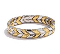 Beydodo Bracelet Jonc Acier Inoxydable Homme, Bracelet Épi de Blé Or Argent 21 cm de Longueur, Bijoux pour Noces de Froment