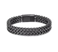 Beydodo Bracelets pour Homme Noire, Bracelet Chaîne Acier Inoxydable Épi de Blé Longueur 20 cm, Largeur de 11.5 mm, Bijoux Hip Hop