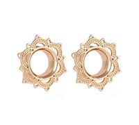 Beydodo Ecarteur d Oreilles 10mm, Écarteur Acier Chirurgical 2 Pièces Oreille Jauges Expansion avec Bordure Fleurie Vintage