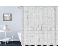 Beydodo Rideaux de Douche 120x180, Rideau Salle de Bain Polyester Rideau de Douche Anti Moisissure avec Crochets Mur de Briques Blanches