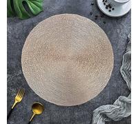 Beydodo Set de Table 4 Personnes Impermeable, Set de Table Anti Tache en PVC 38 cm, Napperon pour Cuisine Ronde Creux en Or Rose