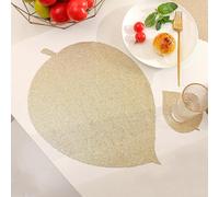Beydodo Set de Table Impermeable 4 Personnes, Set de Table Antidérapant en PVC 36x38 cm, Napperons Salle à Manger Feuille d'or Forme de Feuille